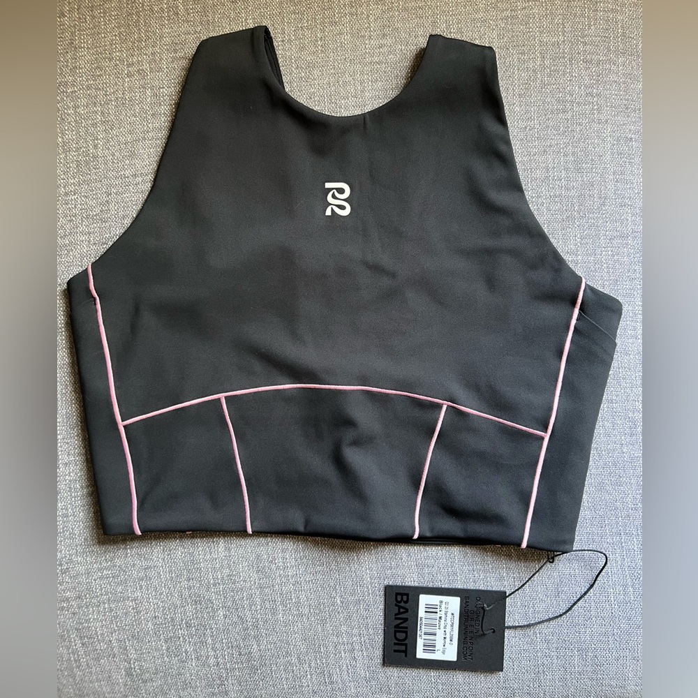Bandit Running Stamina Pop Stitch Volta Crop- Black/Mauve in Large